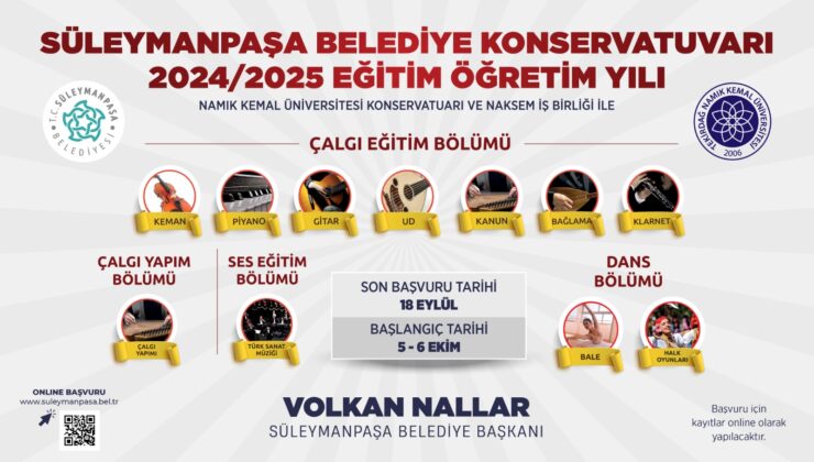 Süleymanpaşa Belediye Konservatuvarı kayıtları başladı