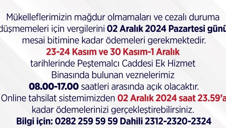 Emlak ve İşyeri Çevre Temizlik Vergisi 2. Taksit Son Ödeme Tarihi 2 Aralık