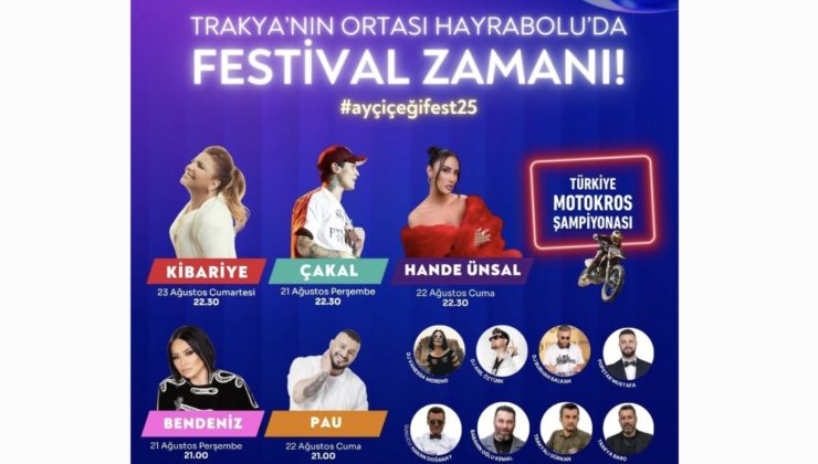 Hayrabolu 33. Ayçiçeği Festivali’nde Yıldızlar Geçidi