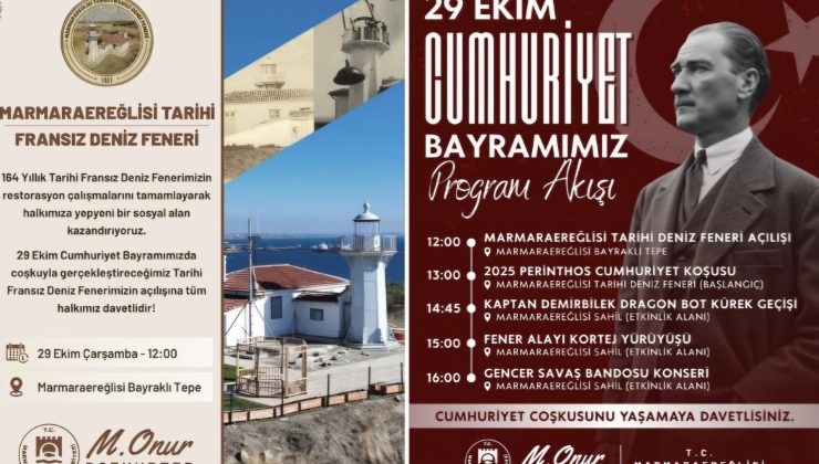 Marmaraereğlisi’nde Cumhuriyet Coşkusu Tarihi Deniz Feneri Açılışıyla Yaşanacak