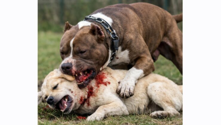 Pitbull Başka Bir Köpeğe Saldırdı