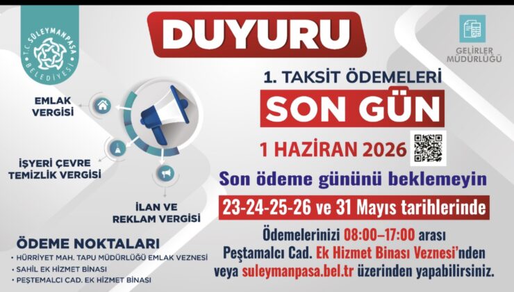 Süleymanpaşa Belediyesi Vezneleri Tatilde Hizmete Devam Edecek